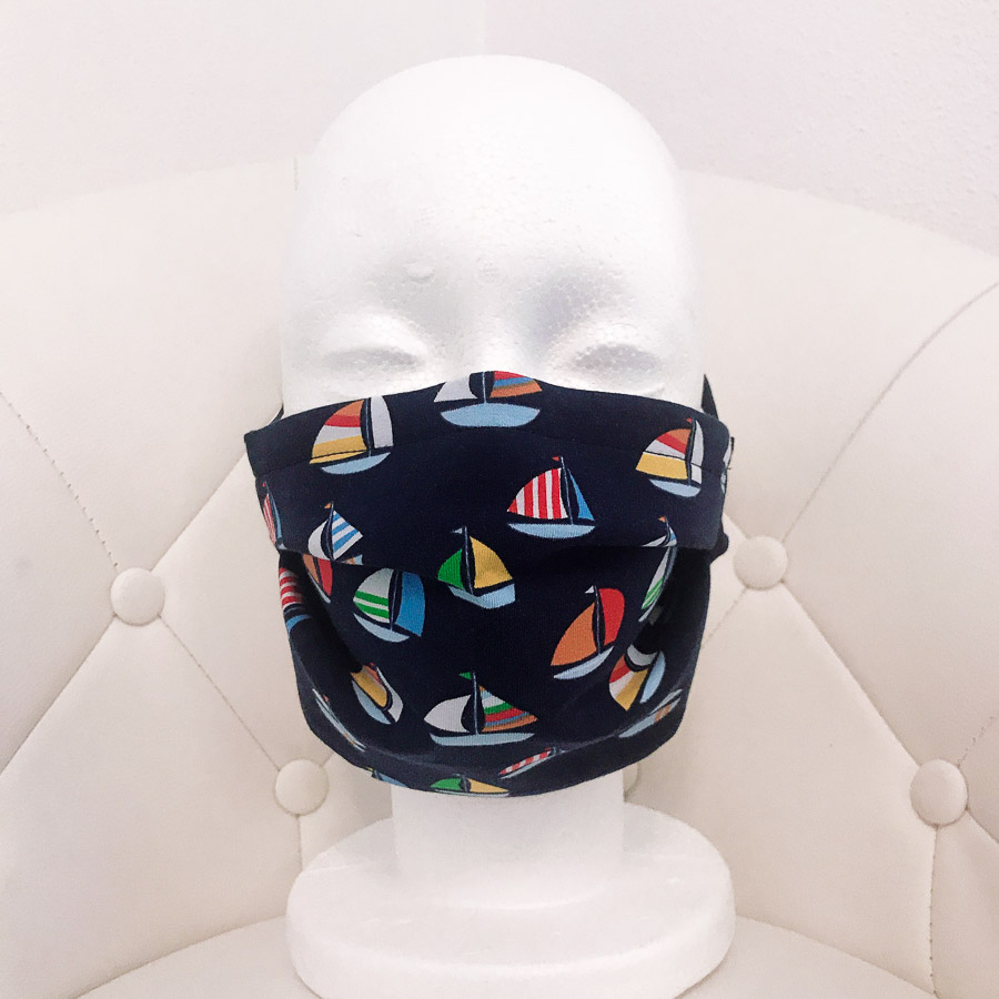 Designer Behelfsmaske “Boote” – Sailor Theme – Dunkelblau – Herrengröße