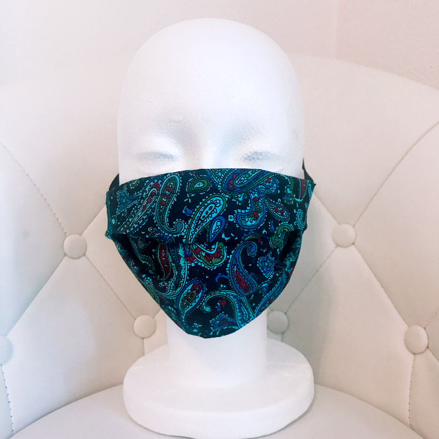 Designer Behelfsmaske “Business Paisley” – Bunt auf Schwarz – Herrengröße