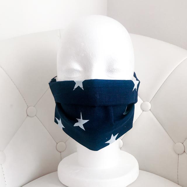 Designer Behelfsmaske “Sterne” – Dunkelblau Weiß – Herrengröße