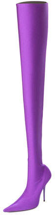 Balenciaga Stretch Pointed-Toe Over-the-Knee Boot, Ultraviolet
