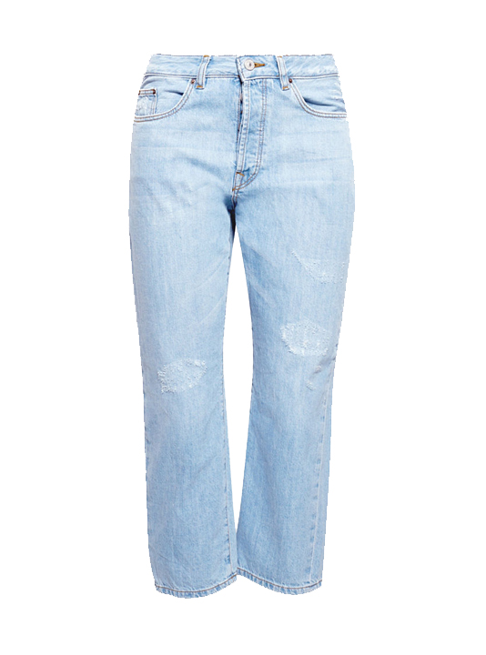 Esprit Verkürzte Mom-Jeans im Used-Look für Damen Blue Light Washed