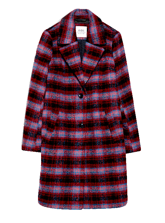 Esprit Wattierter Karo-Mantel mit Wolle für Damen Bordeaux Red