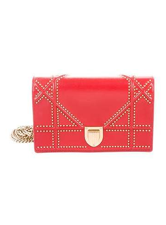 Christian Dior Studded Diorama Wallet On Chain