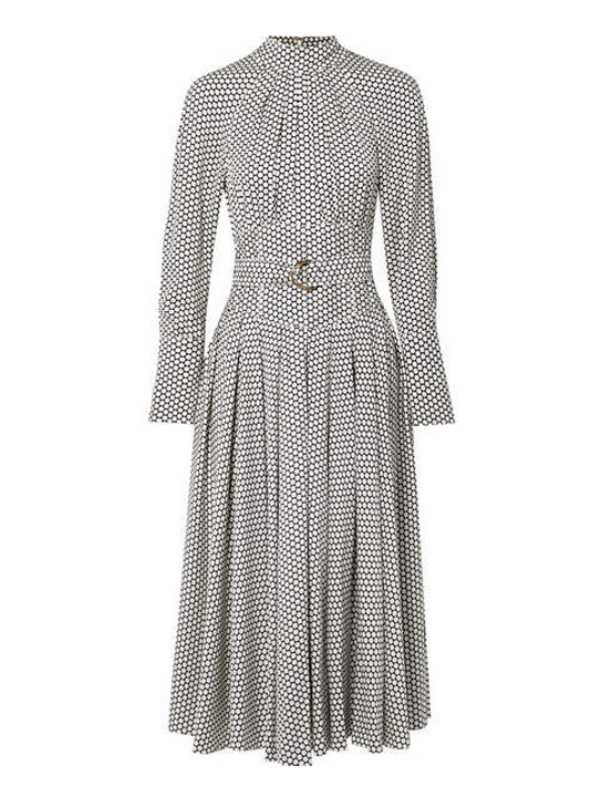 Diane von Furstenberg - Belted Polka-dot Silk Midi Dress - Off-white