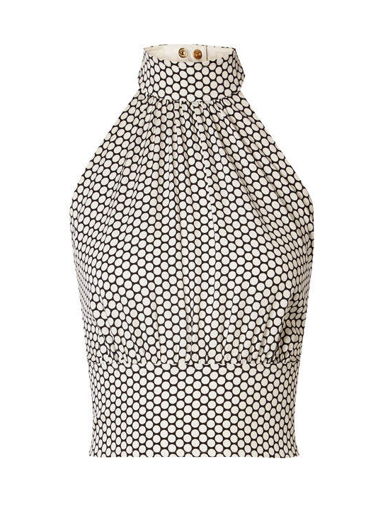 Diane von Furstenberg - Polka-dot Stretch-silk Crepe Halterneck Top - Off-white