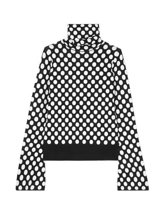 House of Holland - Polka-dot Jacquard-knit Turtleneck Sweater - Black