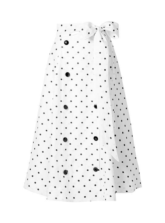 Lisa Marie Fernandez - Diana Embroidered Polka-dot Linen Midi Skirt - White