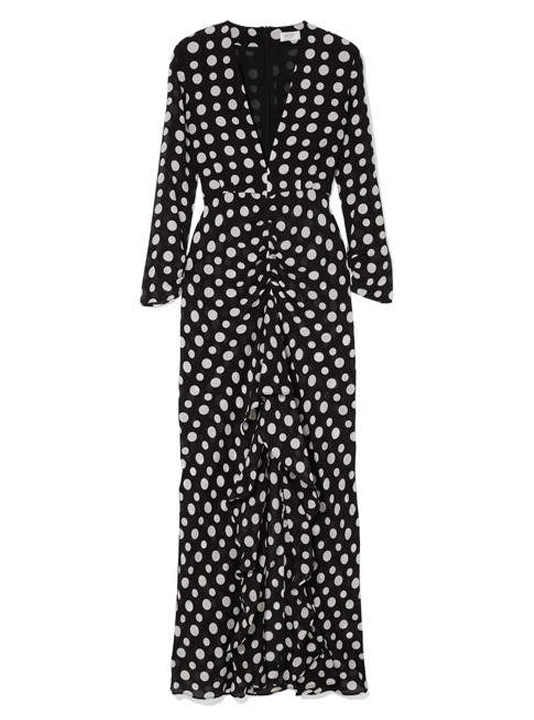 RIXO London - Adriana Ruffled Polka-dot Silk-crepe Midi Dress - Black